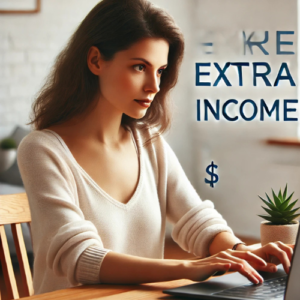 Uma mulher fazendo renda extra online